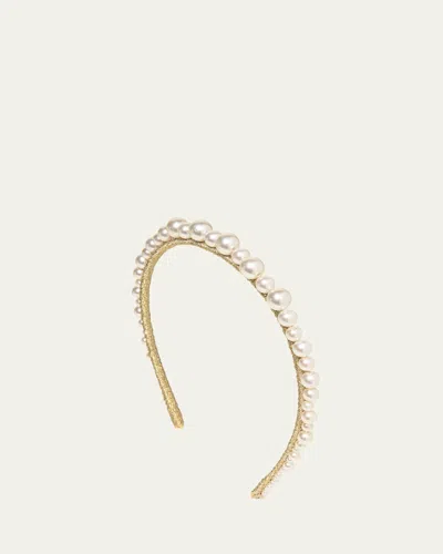 JENNIFER BEHR BELLADONNA PEARLY GOLDEN SILK HEADBAND
