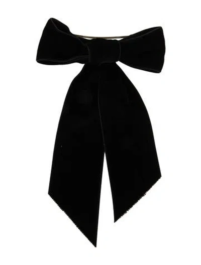 Pre-owned Jennifer Behr Black Velvet Hair Clip W/ Silver-toned Hardware