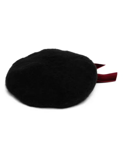 Jennifer Behr Bow Beret In Black
