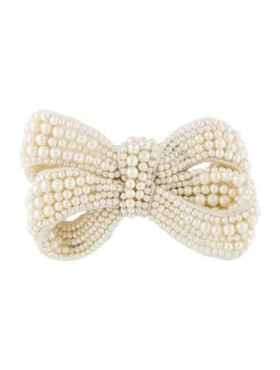 Pre-owned Jennifer Behr Bow Hair Clip In White