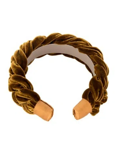 Pre-owned Jennifer Behr Braided Velvet Headband In Yellow