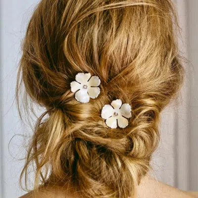 Jennifer Behr Buttercup Bobby Pins In Snow In Brown