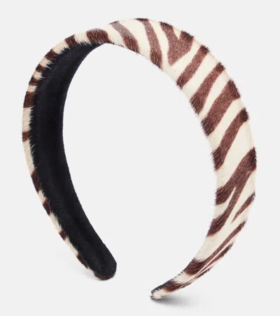 Jennifer Behr Calf Hair Zebra-print Headband In Brown
