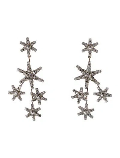 Pre-owned Jennifer Behr Chiron Crystal Embellished Drop Earrings In Transparent
