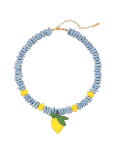 Jennifer Behr Citron Lemon-pendant Necklace In Blue