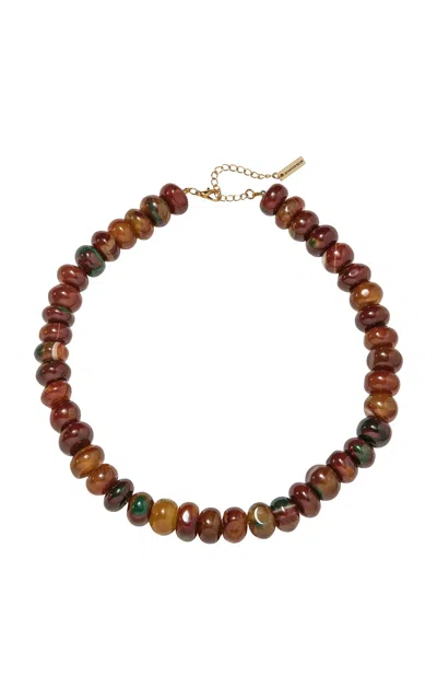 Jennifer Behr Cornelia 18k Gold-plated Beaded Necklace In Brown