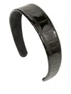 Jennifer Behr Croc-embossed Headband In Black