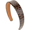 Jennifer Behr Embossed Leather Cruz Headband In Brown