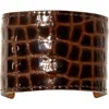 Jennifer Behr Croc Embossed Leather Ponytail Wrap In Brown