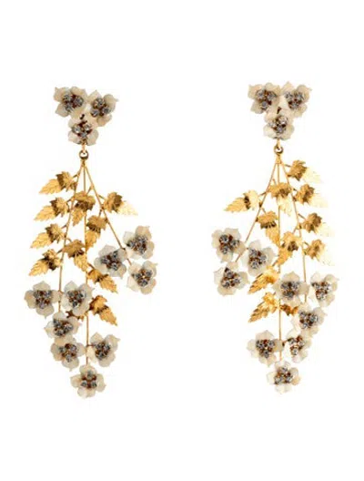 Pre-owned Jennifer Behr Crystal & Enamel Aveline Chandelier Earrings In White