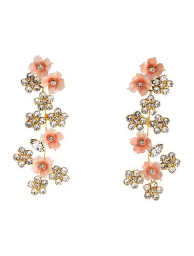Pre-owned Jennifer Behr Crystal & Enamel Delphine Floral Drop Earring In Multicolor
