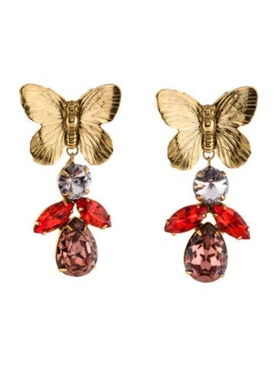 Pre-owned Jennifer Behr Crystal Butterfly Drop Earrings In Multi