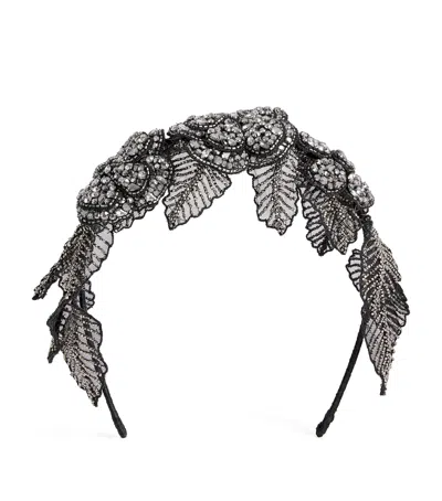 Jennifer Behr Crystal Casablanca Headband In Black