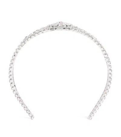 Jennifer Behr Crystal Clarabow Headband In Silver