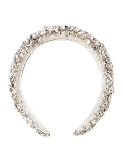 Pre-owned Jennifer Behr Crystal Embellished Beaded Headband In Neutral