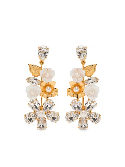 Jennifer Behr Crystal-embellished Floral Earrings In Gold