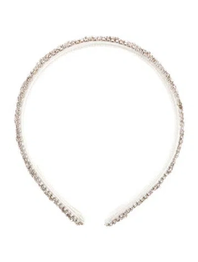 Pre-owned Jennifer Behr Crystal Embellished Headband In White