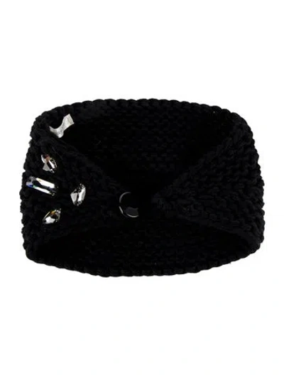 Pre-owned Jennifer Behr Crystal Embellished Knitted Headband In Black