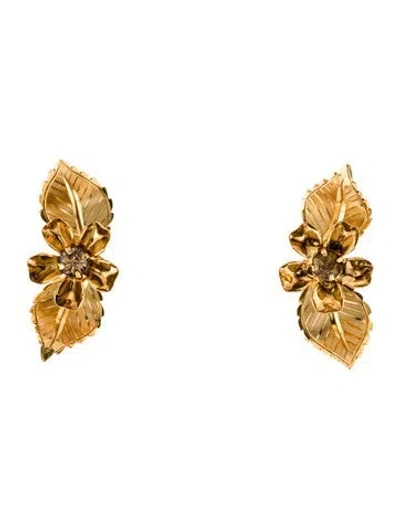 Pre-owned Jennifer Behr Crystal Flower Stud Earrings In Yellow