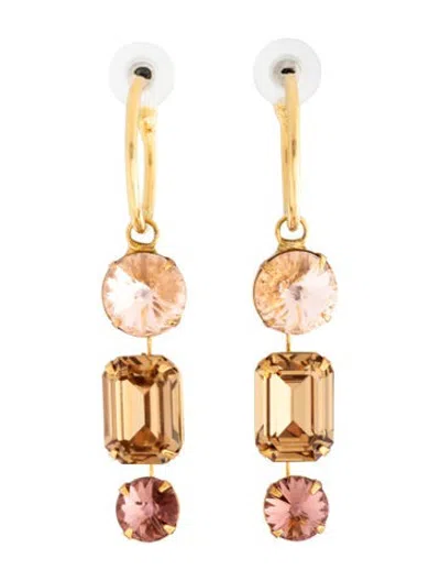 Pre-owned Jennifer Behr Crystal Hoop Drop Earrings In Gold/pink