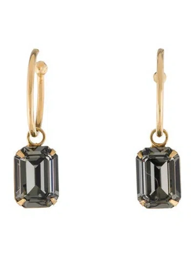 Pre-owned Jennifer Behr Crystal Jane Hoop Drop Earrings In Gray