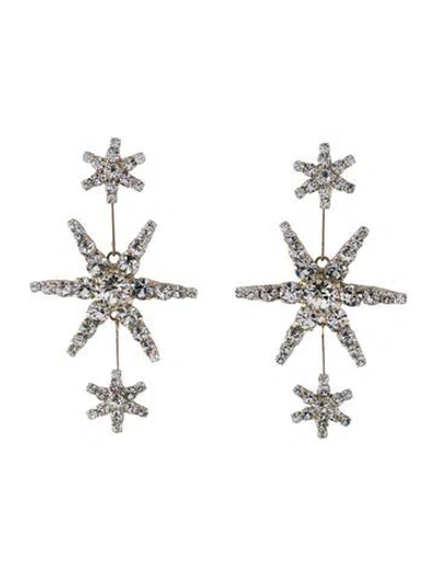 Pre-owned Jennifer Behr Crystal Star Drop Earrings In Transparent