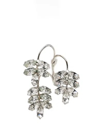 Jennifer Behr Crystal-embellished Leaf Earrings In Silver