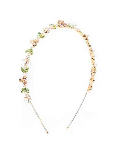 Jennifer Behr Crystal-embellished Pearl Headband In Gold