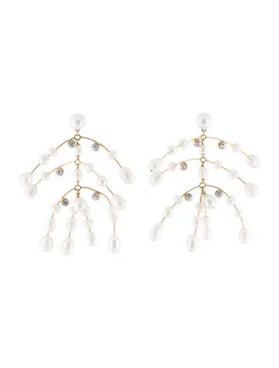 Pre-owned Jennifer Behr Cultured Pearl & Crystal Drop Earrings In Multi