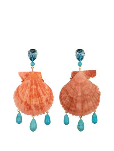 Jennifer Behr Cyrus Shell-drop Earrings In Orange