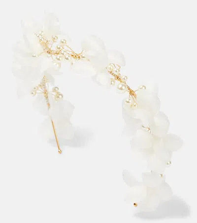 Jennifer Behr Darina Floral-embellished Headband In Cream