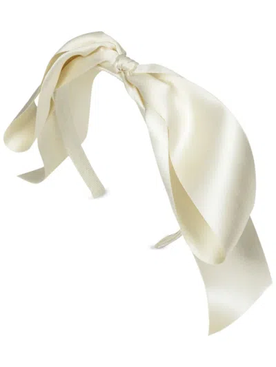 Jennifer Behr Darla Silk Bow Headband In 中性色