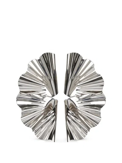 Jennifer Behr Darya Ruffled Earrings In Metallic