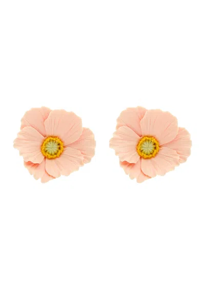 Jennifer Behr Demetria Floral 18kt Gold-plated Drop Earrings In Orange