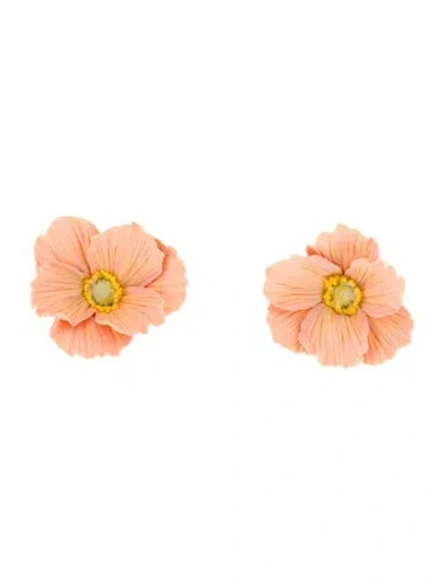 Pre-owned Jennifer Behr Demetria Floral Drop Earrings In Orange