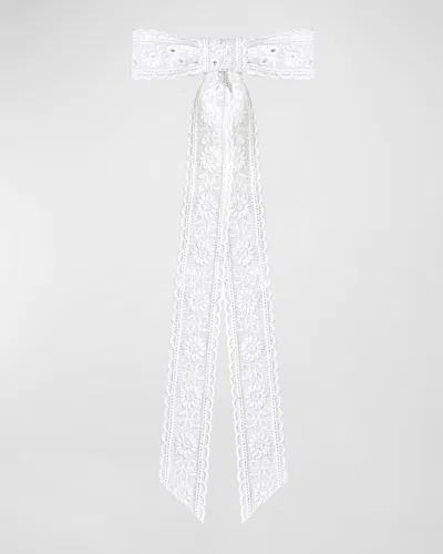 Jennifer Behr Dolly Lace Bow Barrette In White