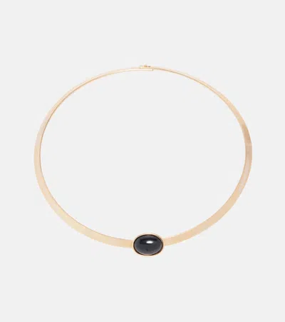 Jennifer Behr Elaine Tigers Eye Collar Necklace In Gold