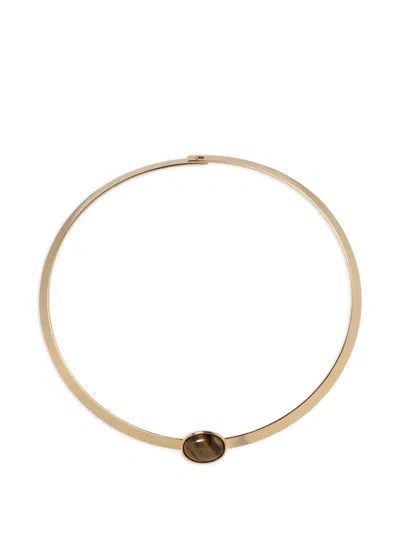 Jennifer Behr Elaine Tigers Eye Collar Necklace In Gold