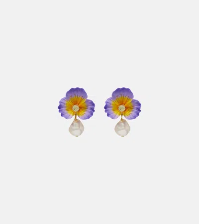 Jennifer Behr Embellished Floral Drop Earrings In Purple