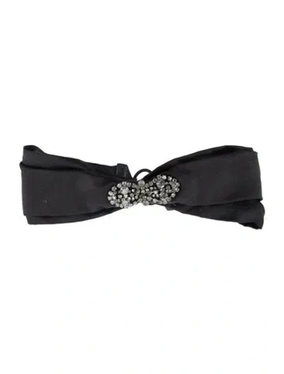 Pre-owned Jennifer Behr Embellished Satin Headband In Black