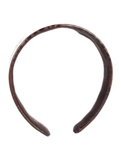 Pre-owned Jennifer Behr Embossed Leather Headband In Brown
