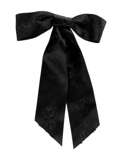 Pre-owned Jennifer Behr Embroidered Bow Hair Clip In Black
