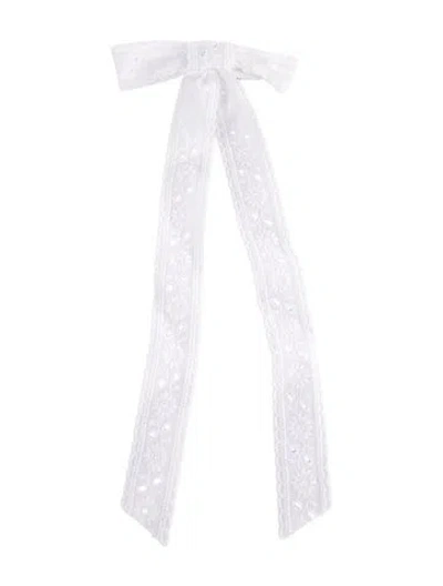 Pre-owned Jennifer Behr Embroidered Bow Hair Clip In White