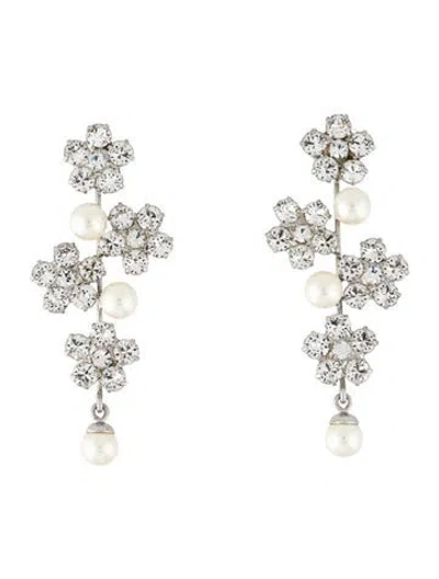 Pre-owned Jennifer Behr Faux Pearl & Crystal Aria Drop Earrings In Multicolor
