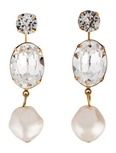 Pre-owned Jennifer Behr Faux Pearl & Crystal Drop Earrings In Multicolor