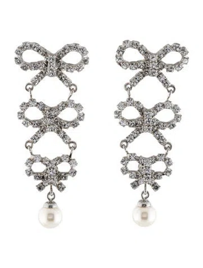 Pre-owned Jennifer Behr Faux Pearl & Crystal Mabel Drop Earrings In Multi