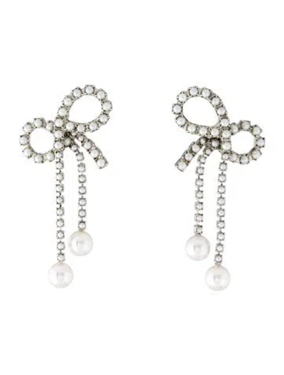 Pre-owned Jennifer Behr Faux Pearl Bow Drop Earrings In Multicolor