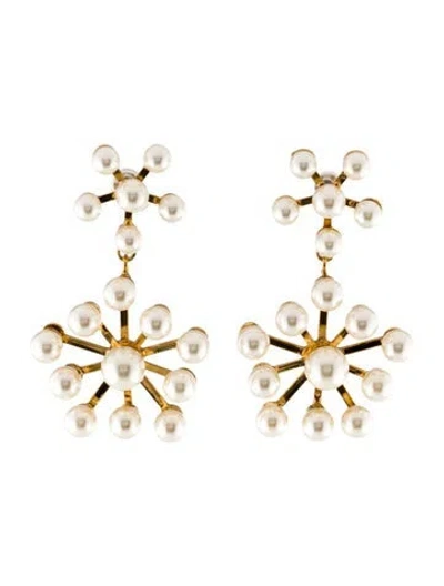 Pre-owned Jennifer Behr Faux Pearl Drop Earrings In White