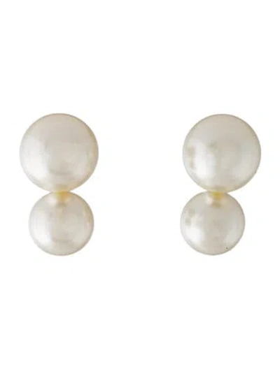 Pre-owned Jennifer Behr Faux Pearl Drop Earrings In White