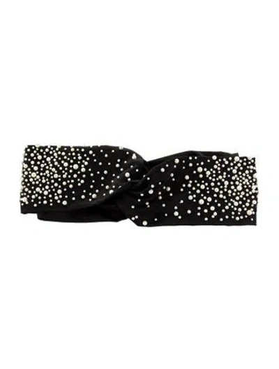 Pre-owned Jennifer Behr Faux Pearl Embellished Headband In Black